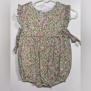 Bella bliss Floral Baby bubble Romper in Pink & Green 12 months